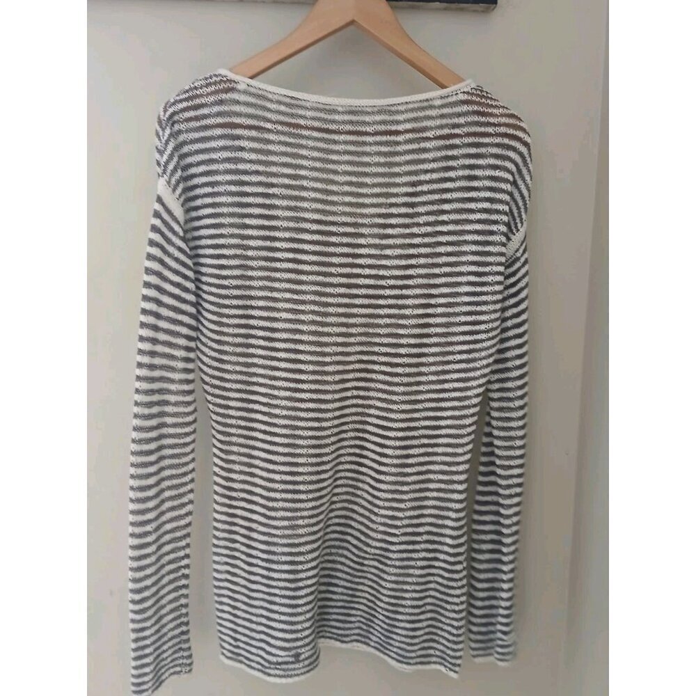 Duffy Linen Blend Striped Scoop Neck Tunic Sweater - Picture 6 of 10